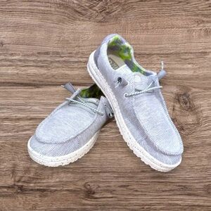 New HEY DUDE Wendy Stretch Pearl River Light Gray Sneakers Shoes Women's Size 7